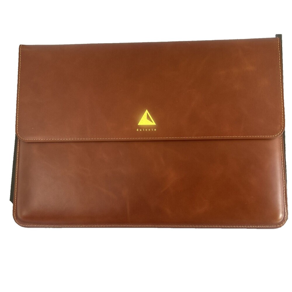 Dulccio Leather Laptop Case Envelope Tan Color Compatible Macbook Air 13" NEW - Picture 2 of 11
